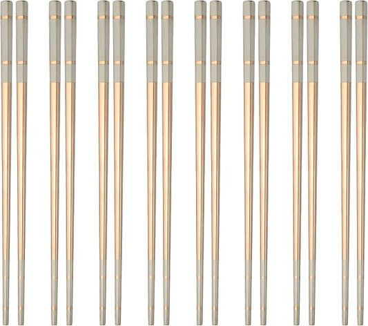 uxcell 8 Pairs Stainless Steel Chopsticks, 21cm / 8.27 Inch Metal Chop Sticks Square Lightweight Chopsticks Tableware Accessories Bulk for Home Kitchen Hot Pot Cooking, Rose Gold