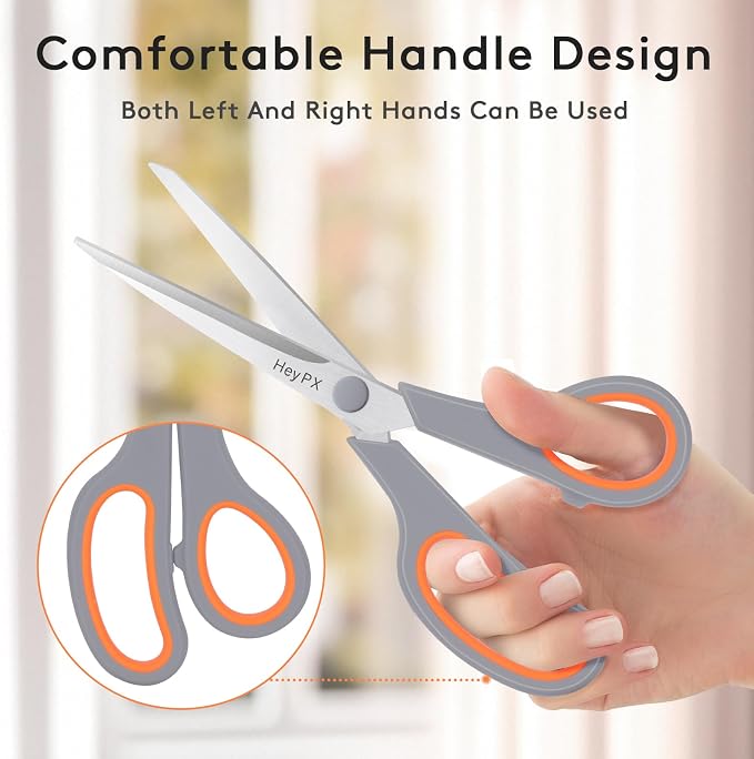 3-Pack 8.5" Ultra Sharp Stainless Steel Scissors - All Purpose Heavy Duty Shears for Office, Crafts, Sewing, Home - Rust Proof, Comfort Grip - Great Gift for Teacher Mom Crafter