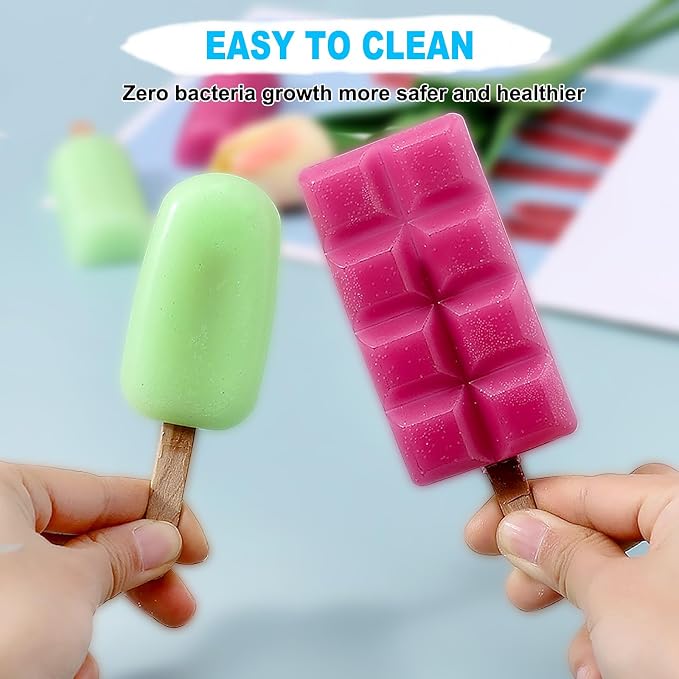 2 pcs Popsicle Molds, Large 4 Cavities Cake Pop Silicone Molds Ice Cream Cakesicle Molds for DIY Popsicle with 100 Wooden Sticks