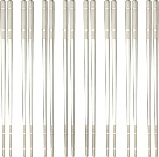 uxcell 8 Pairs Stainless Steel Chopsticks, 21cm / 8.27 Inch Metal Chop Sticks Square Lightweight Chopsticks Tableware Accessories Bulk for Home Kitchen Hot Pot Cooking, Silver Tone