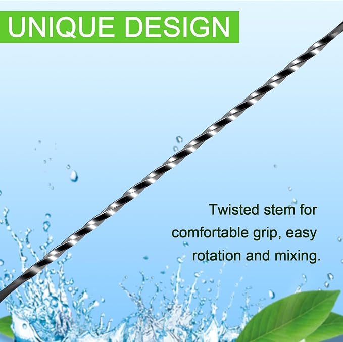 BRIOUT 2 Pcs Bar Spoon, 12 Inches Long Handle Drink Stirrer, Stainless Steel Bar Cocktail Mixing Spoons with Double Ended Design for Stirring, Black