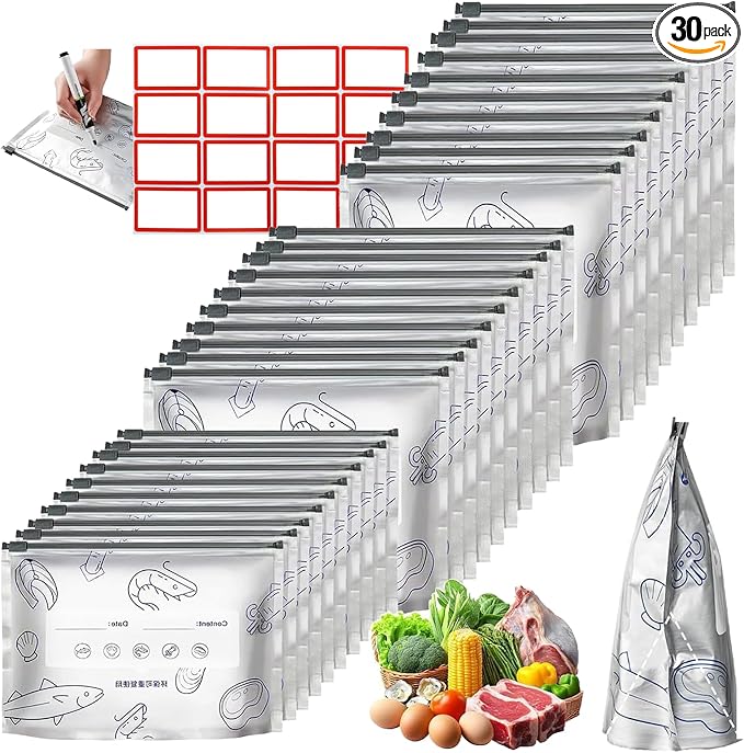 Reusable Aluminum Foil Sealable Storage Bags - Foil Sealable Bags for Food, Vegetables, Fruit, Meat, Snacks, Bread, Seafood Preservation