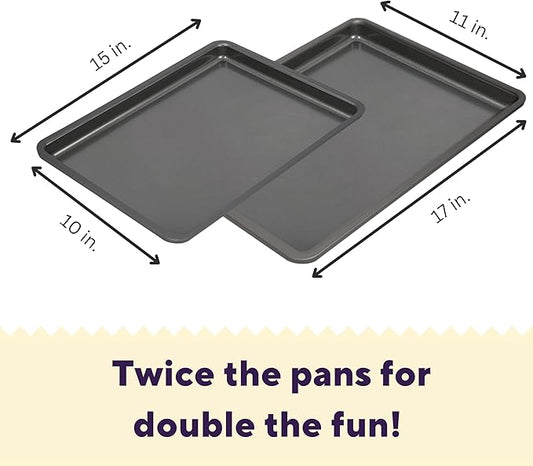 Wilton Silver 2- Piece Non-Stick Baking Sheet Set, Stainless Steel Bakeware for Baking and Roasting, Made without PFAS