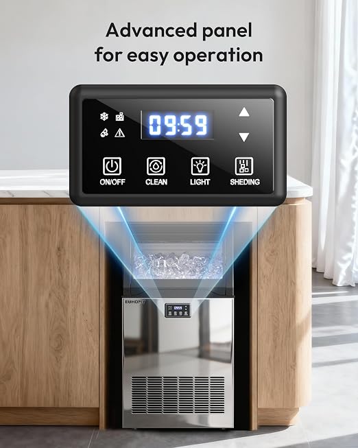 EUHOMY Commercial Gourmet Ice Maker Machine,120lbs/24H, Under Counter Ice Maker with 25lbs Storage, Non-Clumping Design,24pcs Hat Cubes Per Cycle, Freestanding Ice Maker for Home/Bar/Cafe/Restaurant