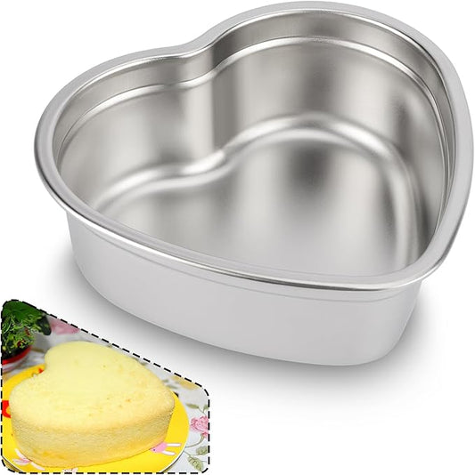 Heart Shaped Cake Pans, Nonstick Heart Cake Pan 6 Inch for Layer cakes, Stainless Steel Baking Pan Cake Tins for Birthday/Valentine's Day/Thanksgiving/Wedding/Anniversary/Christmas, Dishwasher Safe