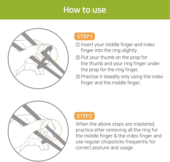 Left Handed Training Chopsticks - Beginner Helper, Brain Trainer, Easy Practice Chopsticks - Made in Korea
