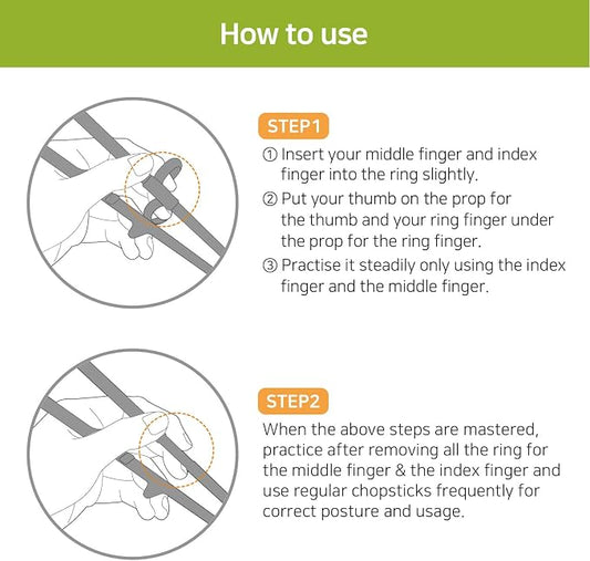 Left Handed Training Chopsticks - Beginner Helper, Brain Trainer, Easy Practice Chopsticks - Made in Korea