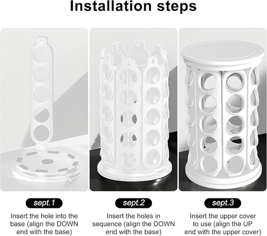 CEHNCEH K Cup Holder: Coffee Pod Carousel Organizer, Compatible with 40 Keurig K-Cup Pods, Spins 360-Degrees - Lazy Susan Platform, Home or Office Kitchen Counter Organize (Off-white)