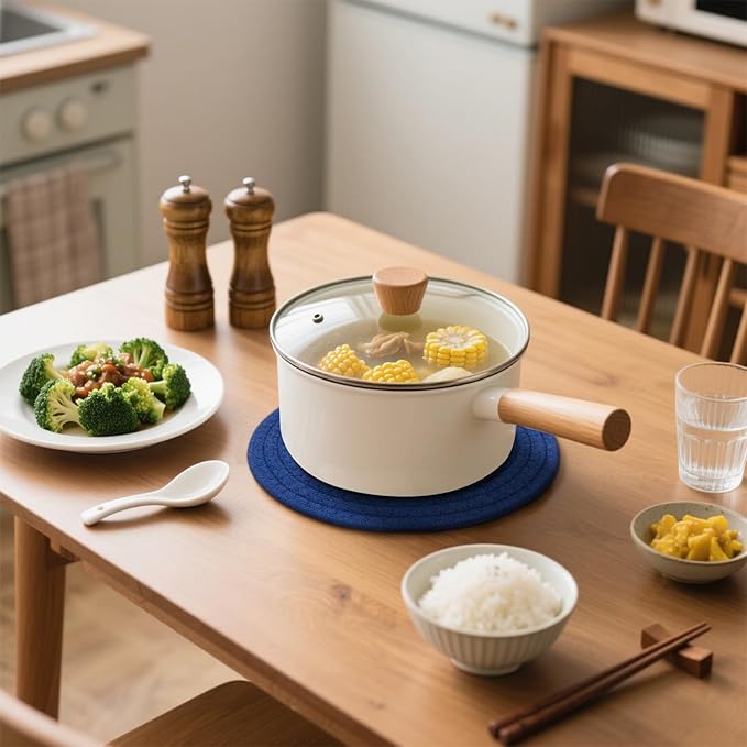 SHACOS 8 Inches Trivets for Hot Dishes, 4 Pieces Cotton Trivets Mats for Kitchen, Hot Pads for Countertops and Table, Heat-Resistant Pot Holders for Hot Pots and Pans(Deep Blue, 4pcs)