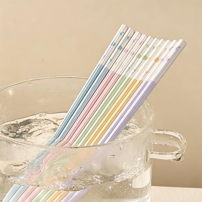 5 Pairs Fiberglass Chopsticks, Reusable Chinese Chopsticks Dishwasher Safe, Non-slip and Lightweight Chop Sticks 9.6in
