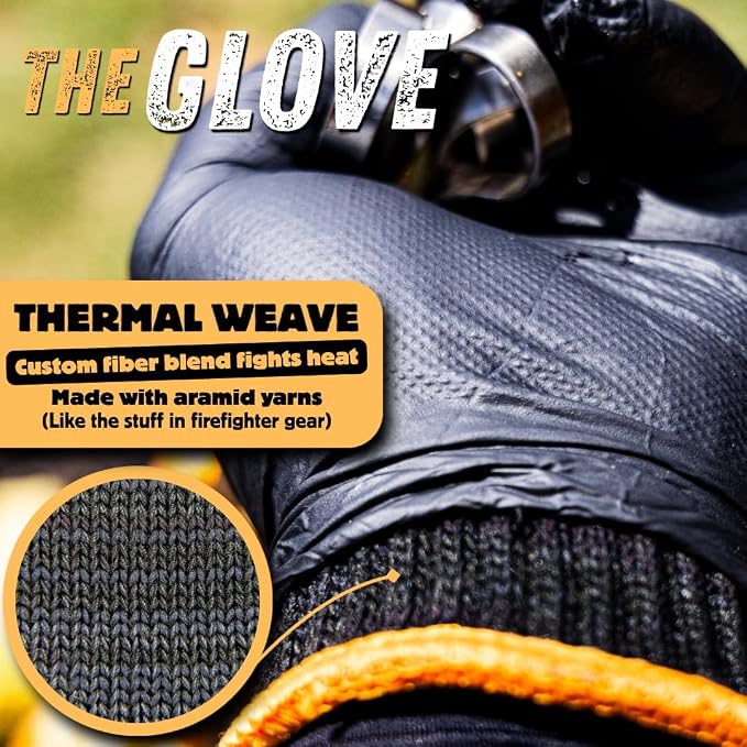 Grilling Glove Kit – Thermal Knit Liners Made in the USA – Diamond Textured Nitrile Covers – Oven Mitts for BBQ, Smoking Meat, and Barbecue Food Prep
