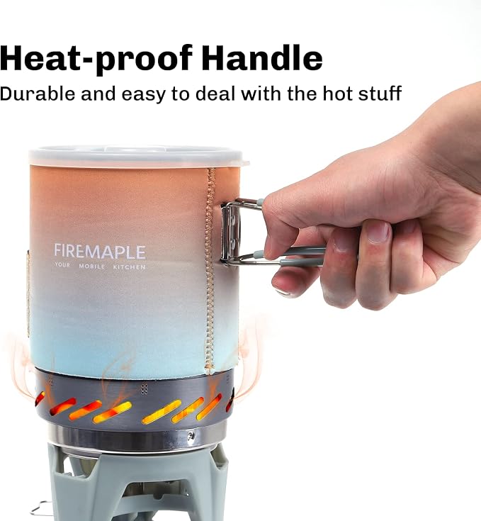 Fire-Maple Fixed Star 1 Backpacking and Camping Stove System, Multi 18oz | 30% Faster Boil with HX Base, Piezo Ignition, Compact & Durable, All-in-One Pot, Compatible with Most Canisters, Portable