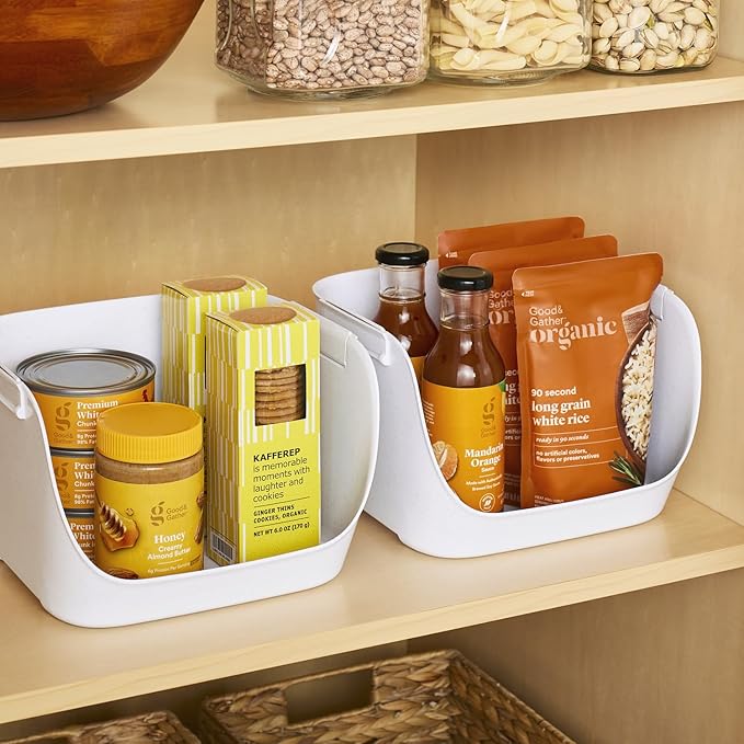 YouCopia ShelfBin Stacking Pantry Bins, 2-Pack, Stackable Storage Basket Organizers for Kitchen and Cabinet Organization