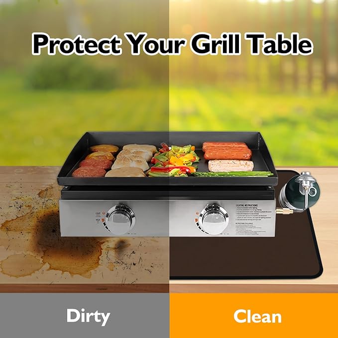 Heat Resistant Mats for Countertop fits Tabletop Grill, 31x24x0.04in, Brown | 1022℉ Fireproof grill mat for countertop/table protection, fits gas/charcoal grills, pizza ovens, fits Blackstone & Ninja