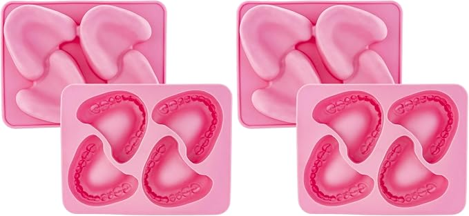 Fairly Odd Novelties FON-10014 Smile Teeth Denture Shaped ICE Tray Mold Perfect Gag or White Elephant Gift for Dentists or Seniors makes 4 Cubes One Size Pink (Pack of 2)