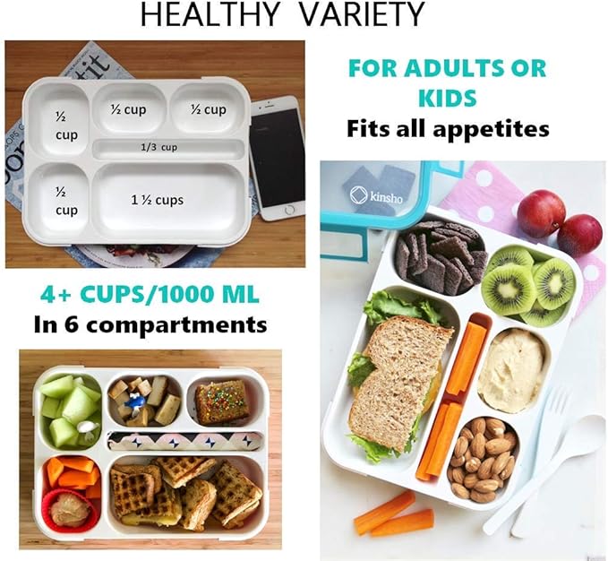 Bento Box with Bag and Ice Pack Set for Kids. Lunch Boxes Snack Containers for Boys Girls Adults. 6 Compartments, Leak-proof Portion Container Boxes Insulated Bags for School Lunches, BPA Free, Purple