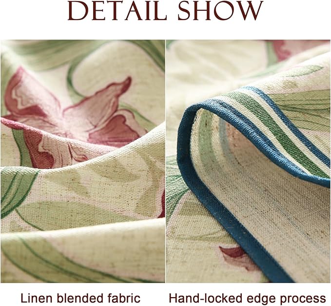 patdrea Designer Vintage Green Tablecloth for Round Table,Framhouse Linen Violets Pattern Tablecloths,Floral Table Cover Decor for Kitchen Dining Christmas,Thanksgiving,Diameter 67"-Tara a