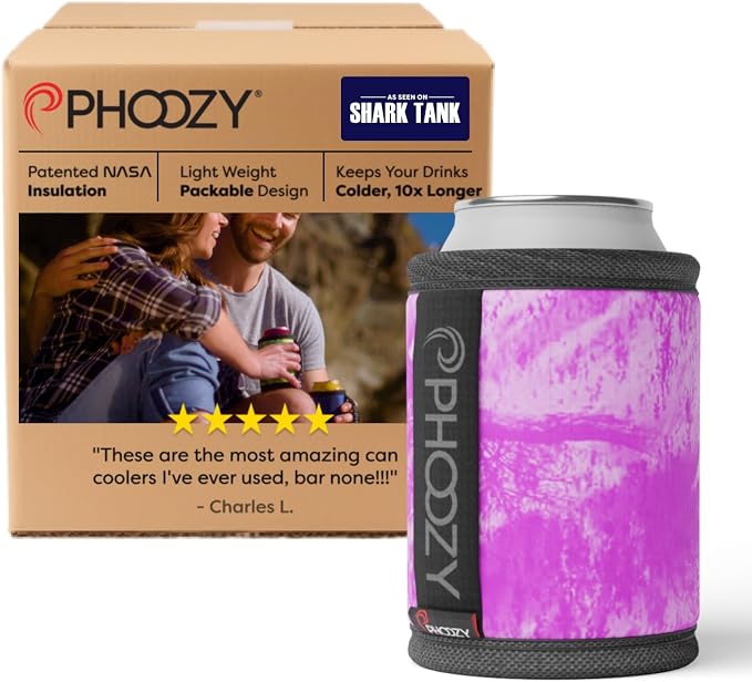 PHOOZY Insulated Can Cooler for 12 oz Cans - Patented Drink Sleeve with NASA-Inspired Technology - Keeps Beer, Soda & Sparkling Water Cold Longer - Lightweight Outdoor Can Holder - Pink