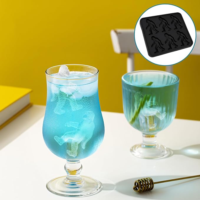 Bigfoot Shape Ice Cube Mold Funny Gift, Silicone Sasquatch Halloween for Cocktail Whiskey, 6 Cavity Tray Popsicle, Easy Release Dishwasher Safe Cute Freezer Chilled Accessories Parties DIY Craft