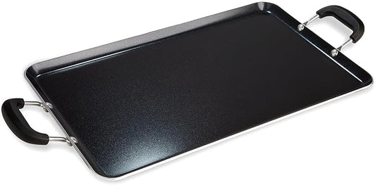 Ecolution Artistry Nonstick Double Burner Griddle, Easy To Clean, Cool Touch Silicone Handle, Dishwasher Safe Pots and Pans, 12-Inch x 18-Inch, Black