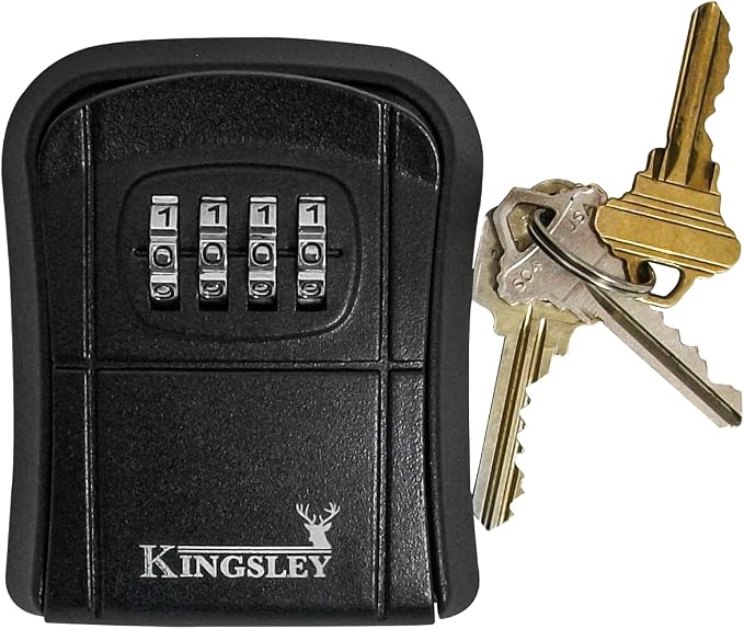 Kingsley QCH-807 Key Storage Box, Wall Mounted | Resettable Code, Water Resistant, Realtor Key Lock Box, For AirBnB, Spare Keys, Home, Apartment