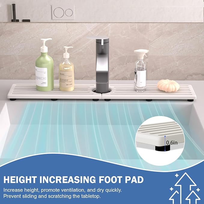 Fast Drying Kitchen Sink Splash Guard, Durable Stone Kitchen Faucet Mat, Water Absorbing Stone Tray for Sink, Diatomite Faucet Mat for Kitchen Sink, Stone Drying Mat for Kitchen and Bathroom Counter