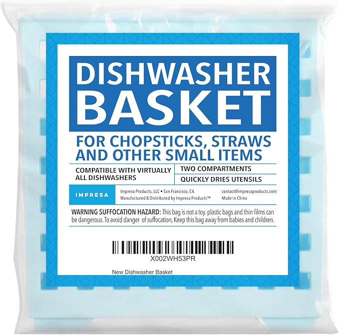 Impresa Straw & Chopstick Dishwasher Basket - Effortless Wash & Dry Chopstick Holder - Secure Clean Flow & Dishwasher Straw Holder for Compact Storage - Blue
