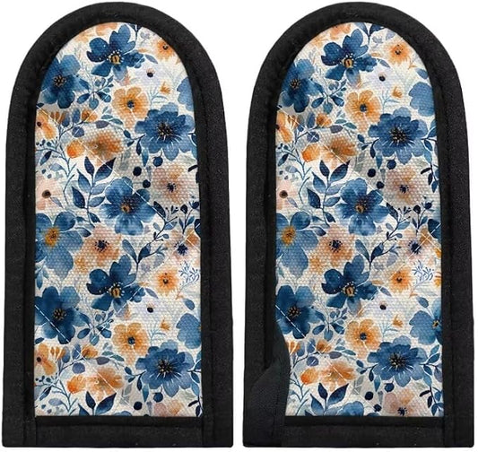 Coldinair 2PCs Watercolor Floral Hot Handle Covers Heat Resistant Cast Iron Skillet Holders,Pan Handle Sleeves Protector for Kitchen Cooking Baking