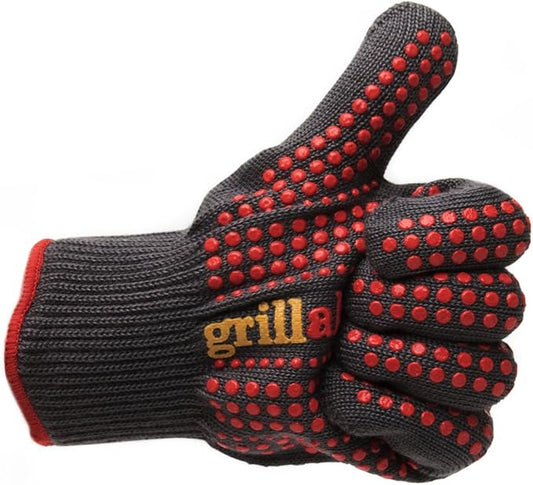 Grillaholics Heat Resistant BBQ Grill & Oven Gloves | Rated to 660ºF | Silicone Grip | Aramid 1313 | Kevlar Insulated Fibers | Comfy Cotton Lining