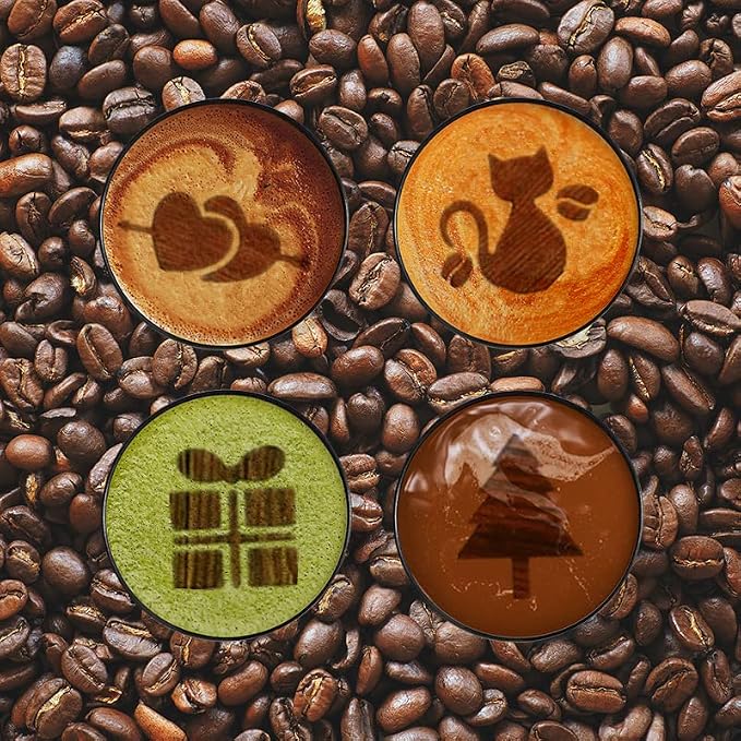 45 Coffee Stencils+2 Mesh Powder Shakers, Cake Baking Templates Coffee Decoration Stencils Coffee Art Template Coffee Mold Tool for Christmas Thanksgiving Cake Coffee Cappuccino