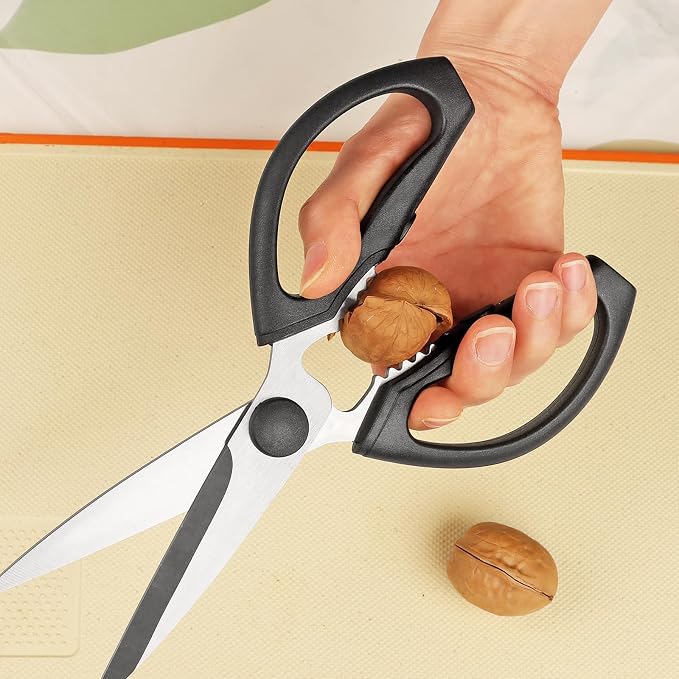 Kitchen Scissors, Heavy Duty Kitchen Shears with Sharp Stainless Steel Blades, Dishwasher Safe Cooking Scissors for Cutting Meat, Fish, Vegetables, Black