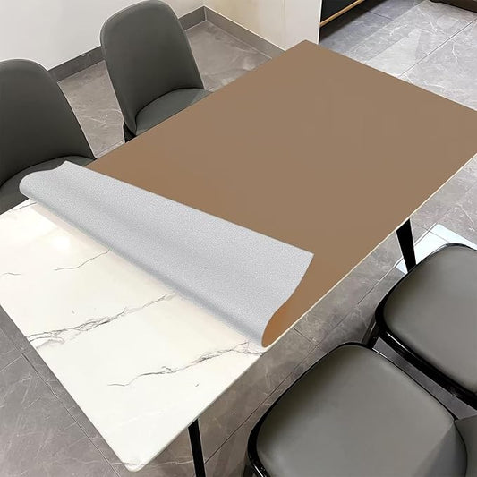 Leather Table Cover,1.8mm Thick,36x54 Inch Table Protector,Table Protector for Dining Room Table,Table Protectors for Rectangle Tables.(Khaki+Silvery,36x54)