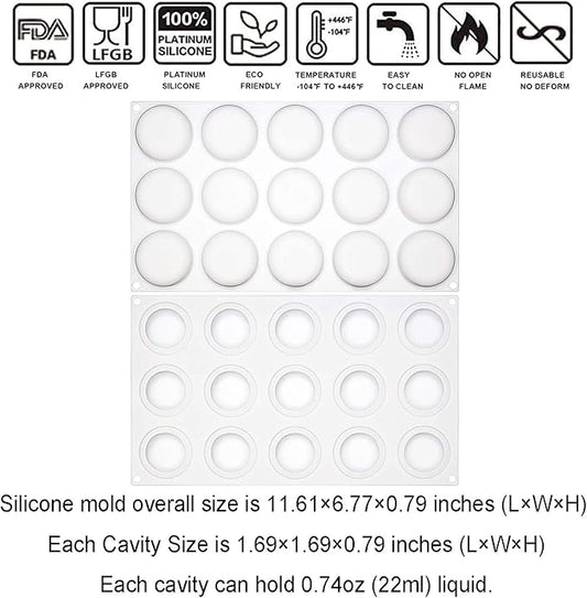 OCPO KITCHEN Stone Silicone Mold for Baking Mousse Cake, Candy, Pastry, Chocolate, Cupcake, Jelly, Cookie, Pudding, Cake Decoration Mold, 3D Stone Shape (15-Cavity)