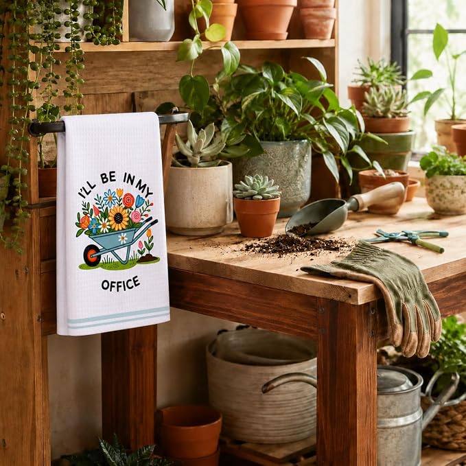 LXOMILL Gardening Gifts for Women, Funny Kitchen Towels for Plant Lovers