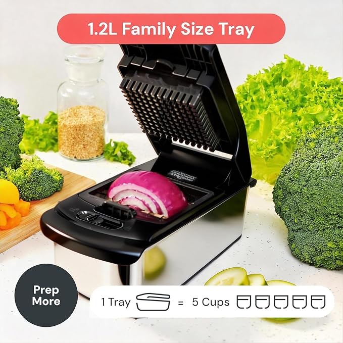 Fullstar Pro Original Vegetable Chopper & Spiralizer, Kitchen Prep Tool | 4 in 1 Veggie Slicer, Onion & Fruit Cutter with Sharp Stainless Steel Blades & Container (Stainless Steel)