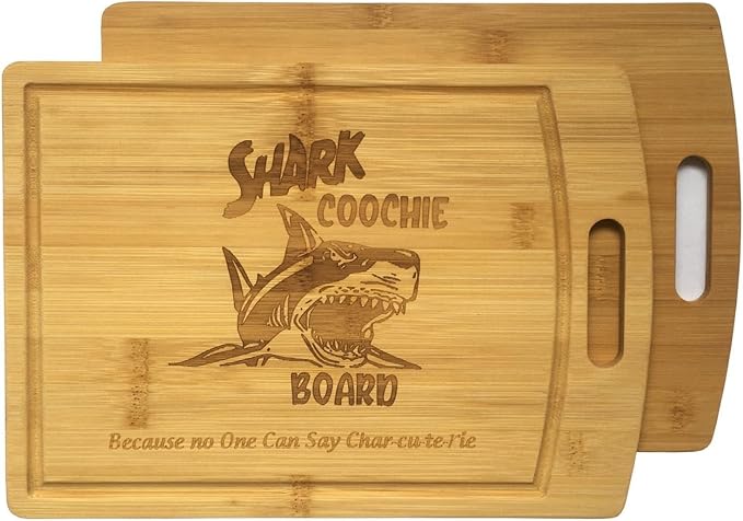 Shark Coochie Charcuterie Boards/Bamboo Cutting Board/With Juice Grooves/Laser Engraved Pattern/Charcuterie Board (11x8 in)