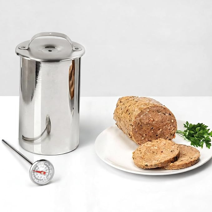 Stainless Steel Ham Maker Meat Press Cooker for Making Healthy Homemade Deli Meat with Thermometer - Kitchen Bacon Pressure Cookers Boiler Pot Pan Stove