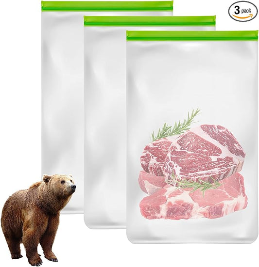 Lerine 3 Pack Bear Bags for Food Backpacking, Odor Proof Bags, 12x20 Inch | Reusable Double Track Zip Bags, Keep Food Fresh, Food-Grade, BPA-Free, for Camping, Hiking, Travel & Home Organization