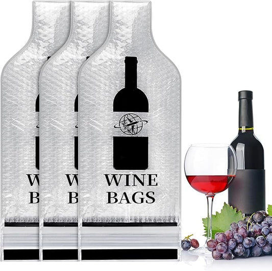 3 Pack Wine Bottle Travel Bags 19x7 Inch Leak Proof for Airplane Cruise | Protector bags with PVC shell and cushioned inner layer, triple seal with double zip lock
