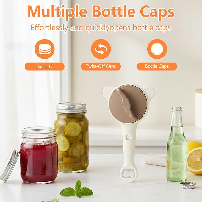 2026 New 4-in-1 Jar Opener - Adjustable Stainless Steel Lid Remover for Seniors & Arthritis Sufferers, Fits Kitchen Jars, Bottles & Cans