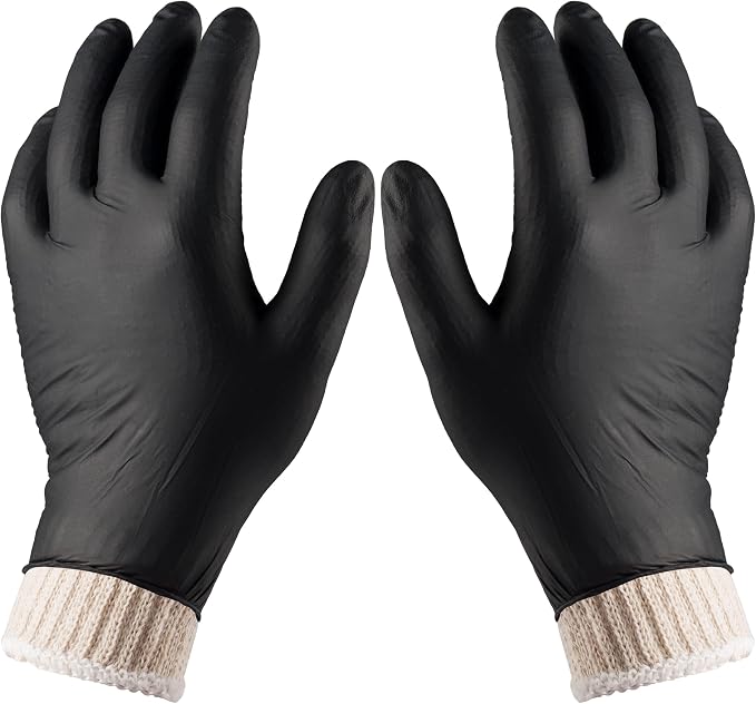 Nechtik BBQ Gloves 4 Cotton Glove Liners and 100 Disposable Gloves Washable Cotton Liners Powder Latex Free Nitrile Gloves