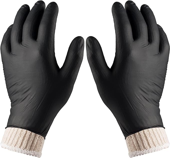Nechtik BBQ Gloves 4 Cotton Glove Liners and 100 Disposable Gloves Washable Cotton Liners Powder Latex Free Nitrile Gloves