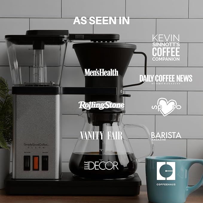 SimplyGoodCoffee Coffee Maker / Coffee Machine. 8 Cup Automatic Drip Pour Over Coffee Brewer. Easy To Use, Gold Cup Standard. Black/Stainless Steel
