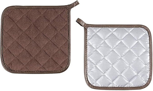 Joyhalo 4 Pack Pot Holders for Kitchen Clearance | Cotton Oven Holder with Great Heat Resistance, Potholders Sets for Kitchen, Countertops, Hot Pots and Pans, Brown