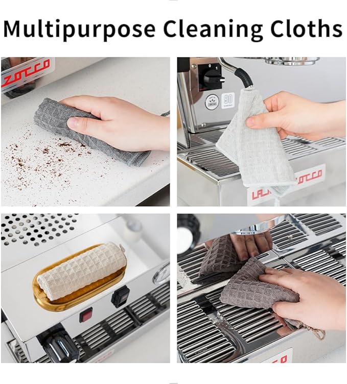 watchget Barista Micro Cloth 10 Pack, Microfiber Barista Cleaning Towels Microfiber Waffle Weave Kitchen Dish Cloth Coffee Bar Towel Coffee Machine Cleaning Cloth, Brown(12"x12")