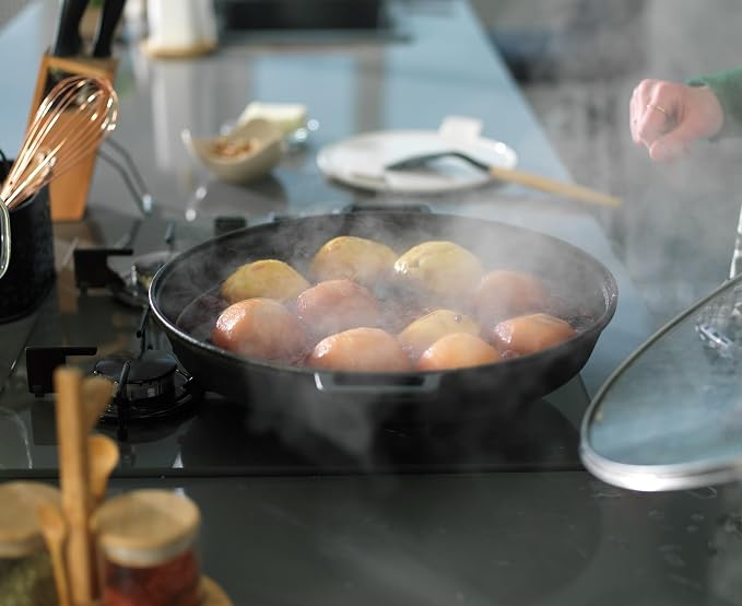 ESTAS 10.25 Inch Cast Iron Skillet with Dual Assist Handles – Pre-Seasoned Frying Pan for Oven, Stovetop, Grill & Campfire – Superior Heat Retention - Includes 5.5 Inch Cast Iron Mini Skillet