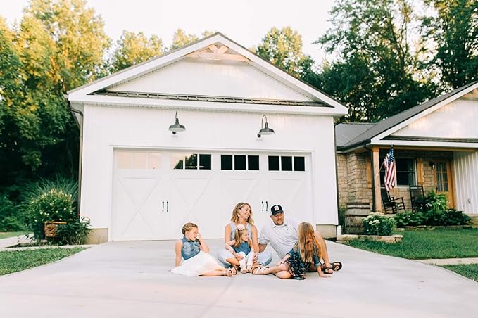 Steel Lighting Co. Gardena Barn Light | Outdoor Wall Mounted | 16" Dome | 11" Straight Arm | Farmhouse Light Made in America | Red Exterior/White Interior