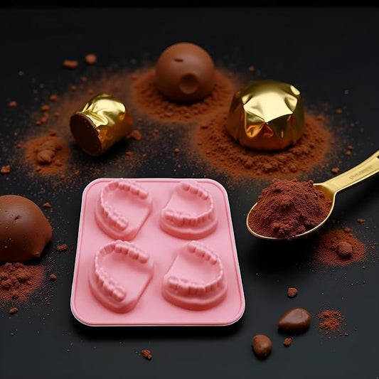 4 Hole Denture Teeth Shaped Ice Cube Mold Silicone Ice Tray DIY Ice Cream Funny Gag Gift For Dentist Seniors Ice Tray Molds