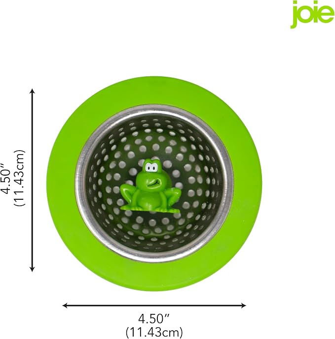 Joie Ribbit Kitchen Sink Strainer Basket Garbage Disposal Drain Cover, Frog | Fits All Standard Sinks, Keeps Unwanted Food Particles Out Kitchen Sink Drain, Measures 4.5” x 4.5”
