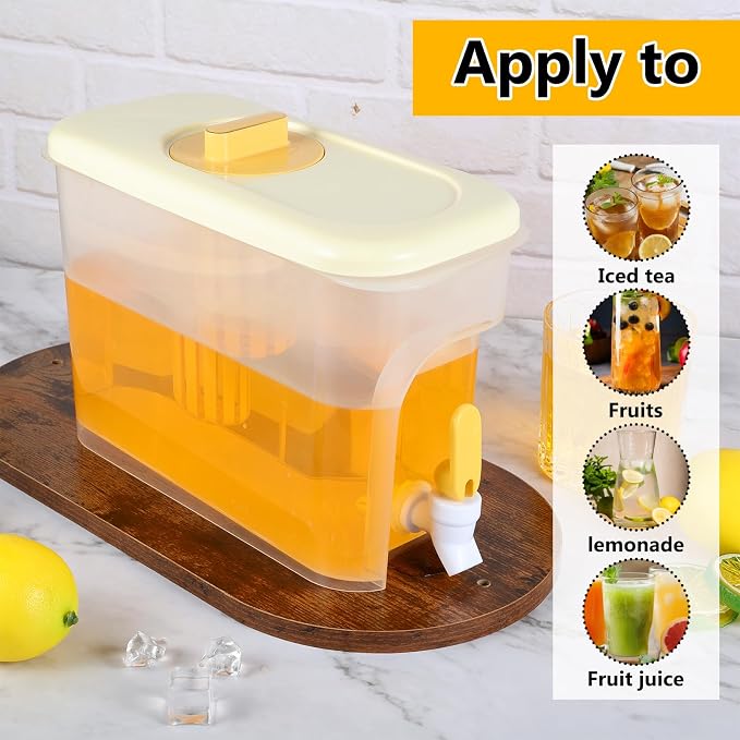 3Pack Drink Dispenser for Fridge 1 Gallon Beverage Liquid Drink Container with Spigot for Party Upgraded Gallon Water Dispenser Ice Tea Pitcher for Fridge
